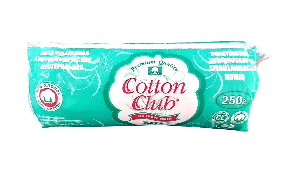 Вата гигиен не стериальная cotton club 250г (рулон)