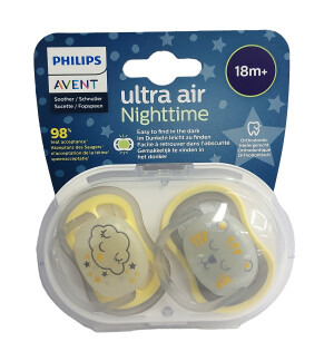 Авент пустышка ultra air nighttime 18м+ №2 (scf376/01)