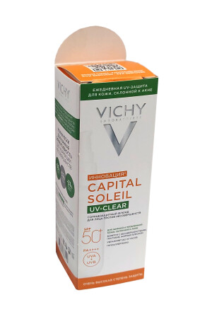 Vichy capital ideal soleil uv-clear солнцезащитный флюид для лица против несовершенств spf50+ 40мл