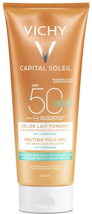 Vichy ideal soleil эмульсия wet skin солнцезащитная тающая spf 50 200мл