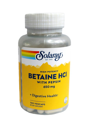 Бетаина гидрохлорид с пепсином solaray капсулы 500мг №100