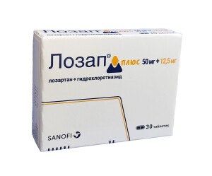 Лозап плюс таблетки 50мг/12,5мг №30