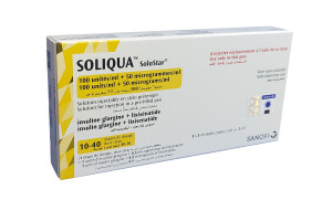 Soliqua solostar in'ektsiya uchun eritma 100 birlik/ml 50 mkg/ml 3 ml № 3