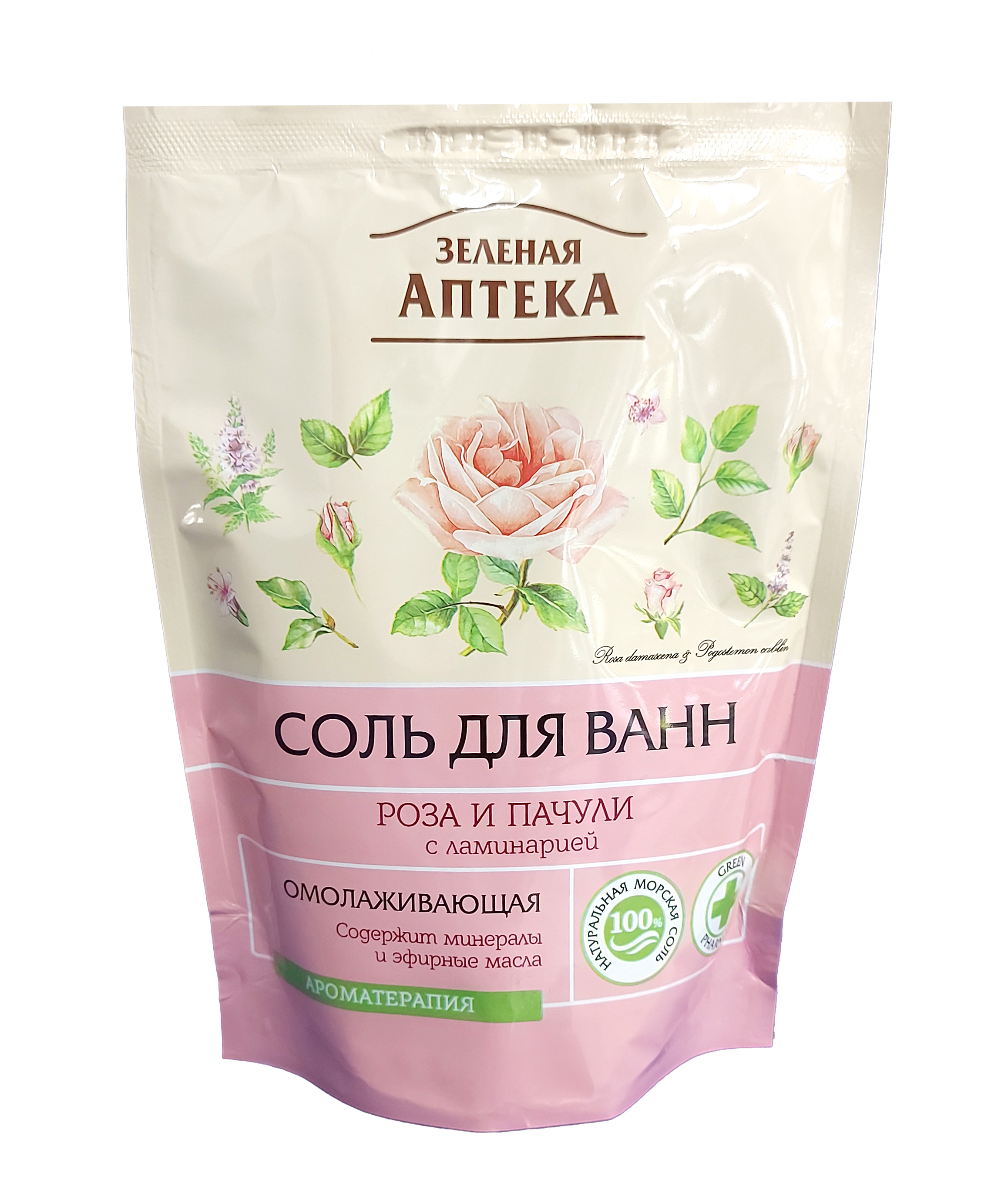 Зеленая Аптека соль для ванн роза и пачули 500мл