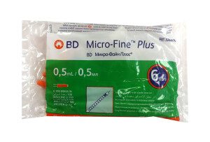 0,5 мл шприц инсулин bd micro-fine plus (6мм) №10
