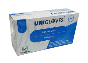 Перчатки не стерильные смотровые нитриловые unigloves medicare размер (М) №100 (синий)