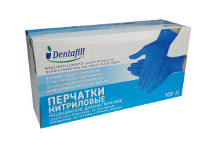 Перчатки не стерильные смотровые нитриловые dentafill (неопудренные) размер (M) №100