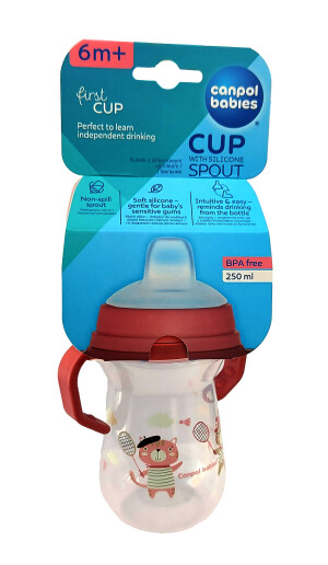 Обучающий поильник сanpol babies first cup с силик носиком 6m+ 250мл (56/613_pin)