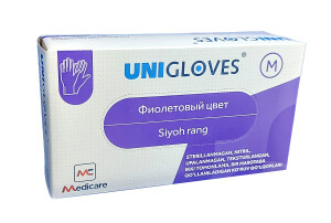Перчатки н/с смотровые нитриловые unigloves medicare размер (м) №100 (фиолетовый)