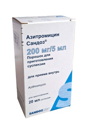 Азитромицин сандоз порошок для суспензии 200мг/5мл 20мл