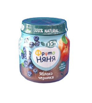 Фрутоняня пюреси олма ва кўк 5 ой+ 100г