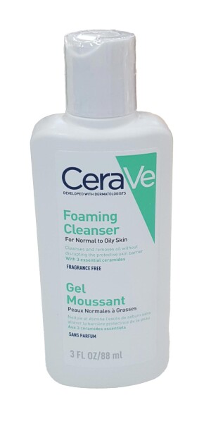 Цераве foaming cleanser гель очищающая увлажняющая для нормальной и жирной кожи лица и тела 88мл