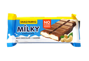 Snaq fabriq sutli sutli shokolad, 55g sutli yong'oq pastasi bilan