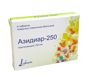 Азидиар таблеткалари 250мг №6