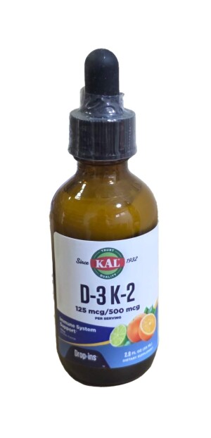 Tsitrus aromati bilan D3+K2 kal vitaminlari 59 ml tomchi (2 fl oz)