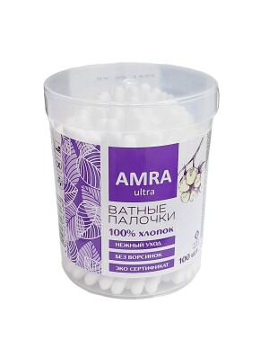 Ватные палочки amra ultra №100 (стакан)