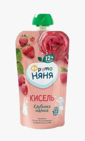 Фруто кисель клубника, малина 12мес+ 130г